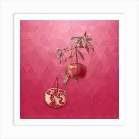 Vintage Pomegranate Botanical in Gold on Viva Magenta n.0847 Art Print