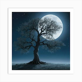 Tree In The Moonlight Art Print 3 Art Print