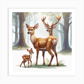 Deer Family Art Print