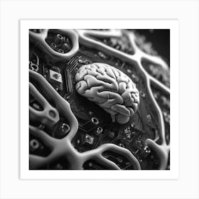 Brain On A Circuit Board 39 Art Print