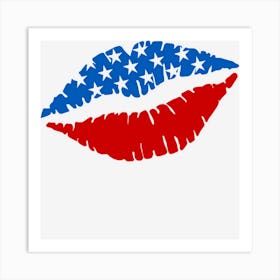 Kiss Lips Us Flag Art Print