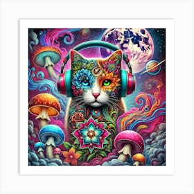 Psychedelic Cat Art Print