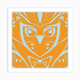 Abstract Owl Orange And Grey 1 Art Print