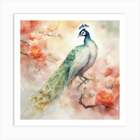 Watercolor Peacock Art Print