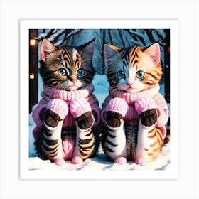 Pretty Kitty 4/4 (cat baby mittens fur baby winter cold fluffy pussy cute loveable adorable feline funny whiskers pets caturday)   Art Print