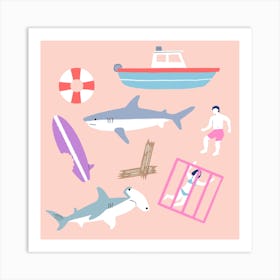 Sharks Square Art Print