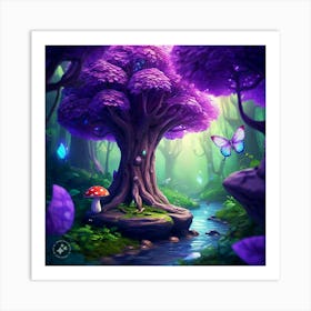 Purple Tree In The Forest Art Print