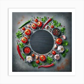 Fresh Vegetables On A Blackboard Art Print