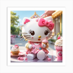 Hello kitty with ice-cream 2 Art Print