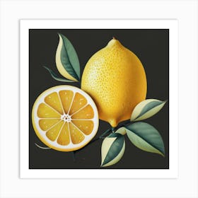 Lemons And Leaves Art Print