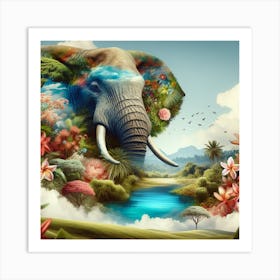 Elephant In The Jungle Art Print