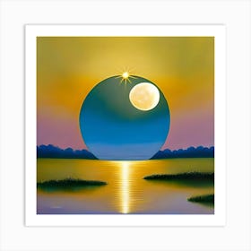 Full Moon Over Water Art Print