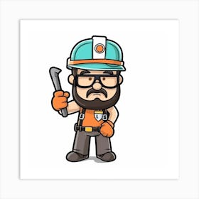 Cartoon Construction Worker 1 Art Print
