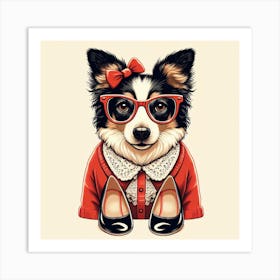 Dog With Glasses 1 Art Print