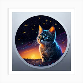Cat Colored Sky (131) Art Print