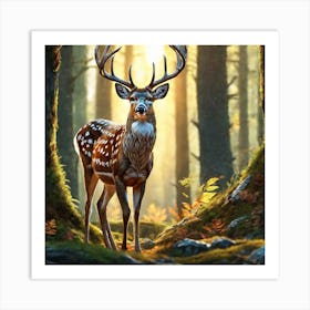 Deer In The Forest 155 Art Print