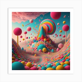 Color Explosion 1, an abstract AI art piece that bursts with vibrant hues and creates an uplifting atmosphere. Generated with AI,Art style_Candy land,CFG Scale_3.0... Art Print