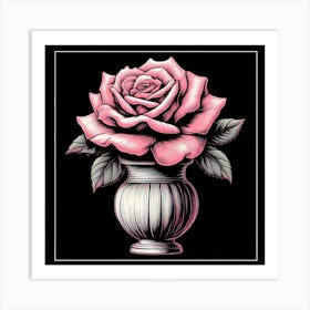 Pink Rose In A Vase Art Print