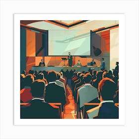 Illustration Of A Conference 1 Art Print