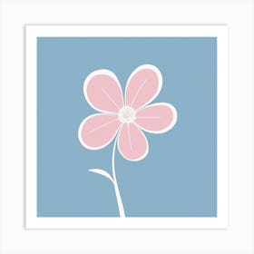 A White And Pink Flower In Minimalist Style Square Composition 219 Art Print