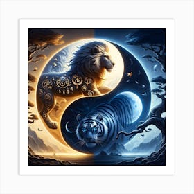 Lion And Tiger Yin Yang Art Print