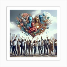 People In A Heart Art Print