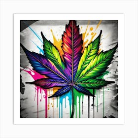 Marijuana Leaf Painting Art Print