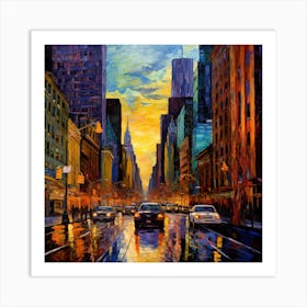 New York City At Dusk Art Print