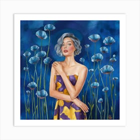 Blue Abstract Poppies 1 Art Illustration Painting Lr9j7vxutfqlhyz9bckx5w Qyaquxucq9ceded1 Unfcq (1) Art Print