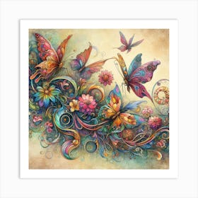 Colorful Butterflies 3 Art Print