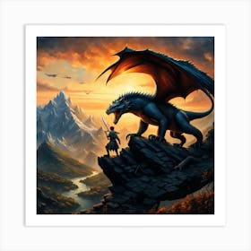 Dragon On The Cliff Art Print