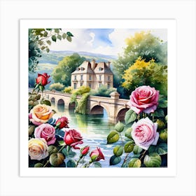 Roses By The River Art Print