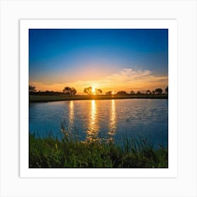 Firefly Scenic Evening Lights Over Tranquil Water Landscape 21628 (2) Art Print