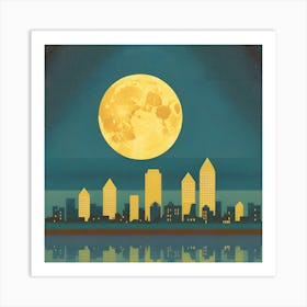 Full Moon In The City Art Print