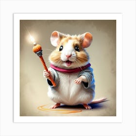 Hamster Holding A Wand Art Print