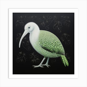 Ohara Koson Inspired Bird Painting Kiwi 3 Square Art Print