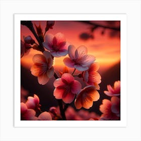 Cherry Blossoms At Sunset 2 Art Print