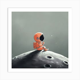 Astronaut Sitting On The Moon Art Print