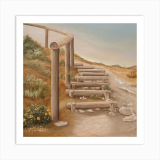 Stairway From The Beach Square Art Print