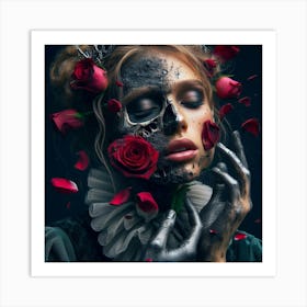 Sexy Woman With Roses Art Print