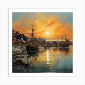 Harbour Hues: Thick Impasto Chronicles of Portsmouth Art Print