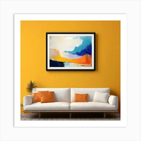 Mock Up Canvas Framed Art Gallery Wall Mounted Textured Print Abstract Landscape Portrait (11) Art Print