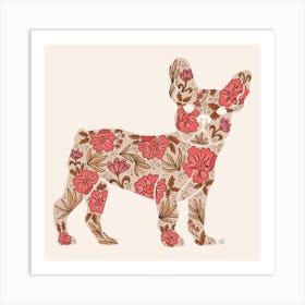 Pink Floral Frenchie Art Print