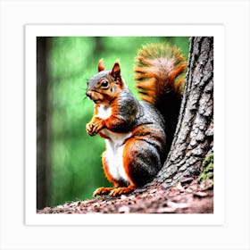 Squirrel In The Woods 26 Art Print