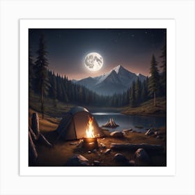 Camp Moonlight Art Print