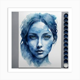 Blue Watercolor Painting 2 Art Print