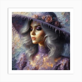 Woman In A Purple Hat Art Print