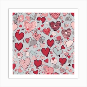 Heart Pattern Vector Art Print