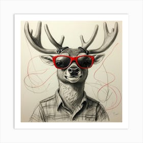 Deer In Sunglasses 15 Art Print