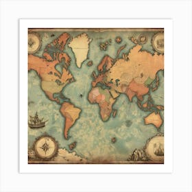 Old World Map 3 Art Print